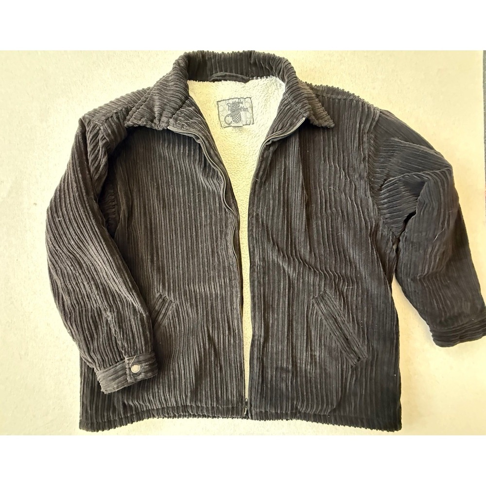 Vintage Pineapple Connection Brown Sherpa Lined Large Men Trucker Jacket